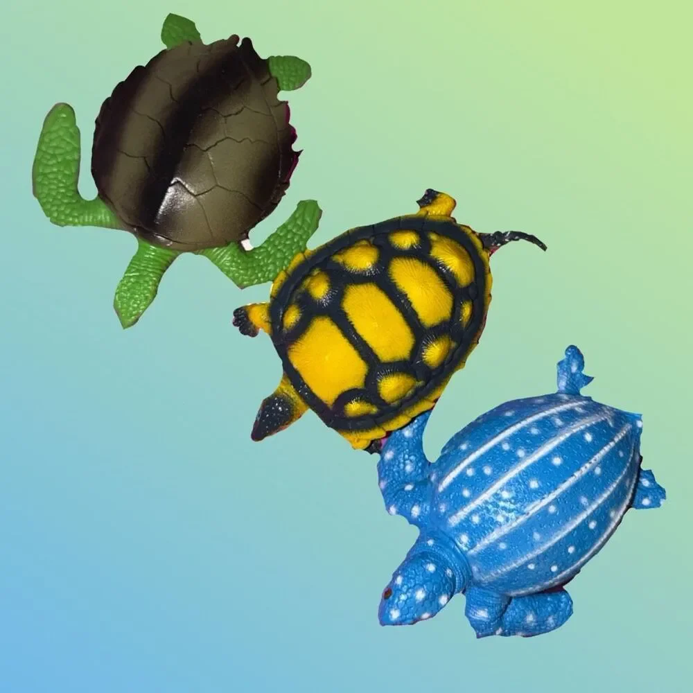 (3) Realistic Tortoise Turtle Leatherback Snapper & Sea Turtle B23